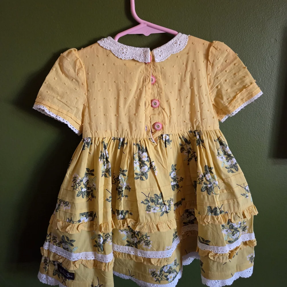 Matilda Jane Yellow Floral Lace-Trim Dress